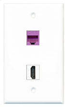Load image into Gallery viewer, RiteAV - 1 Port HDMI 1 Port Cat6 Ethernet Purple Wall Plate - Bracket Included
