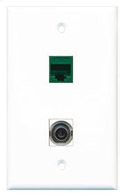 Load image into Gallery viewer, RiteAV - 1 Port 3.5mm 1 Port Cat6 Ethernet Green Wall Plate - Bracket Included
