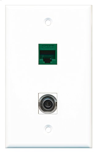 RiteAV - 1 Port 3.5mm 1 Port Cat6 Ethernet Green Wall Plate - Bracket Included