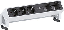 Load image into Gallery viewer, Bachmann DESK2-3xSchuko &amp; 2xEmpty Power Strip - ALU - L: 282mm, 902.201 (Power Strip - ALU - L: 282mm w/Child Protection - White Painted RAL 9010)
