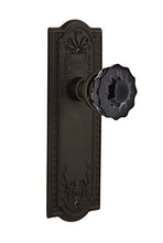 Load image into Gallery viewer, Nostalgic Warehouse 727069 Meadows Plate Double Dummy Crystal Black Glass Door Knob in Oil-Rubbed Bronze
