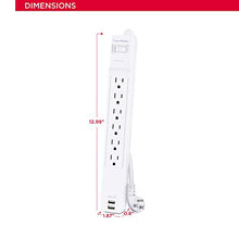 Load image into Gallery viewer, CyberPower CSP606U42A Professional Surge Protector, 900J/125V, 6 Outlets, 2 USB Charge Ports, 6ft Power Cord, White
