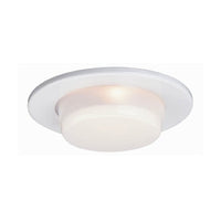 Jesco Lighting TM5505WH 5-Inch Aperture Line Voltage Trim Recessed Light, Dropped Opal Glass Dish for Shower, White Finish