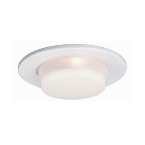 Jesco Lighting TM5505WH 5-Inch Aperture Line Voltage Trim Recessed Light, Dropped Opal Glass Dish for Shower, White Finish