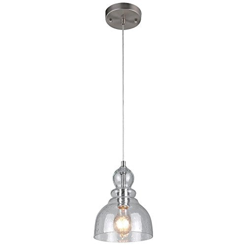 Westinghouse Lighting 6100700 One-Light Indoor Mini Pendant, Brushed Nickel Finish with Clear Seeded Glass