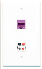 Load image into Gallery viewer, RiteAV - 1 Port Cat6 Ethernet Purple 1 Port Speaker Wall Plate - Bracket Included
