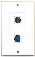 RiteAV - 1 Port S-Video 1 Port USB 3 A-A Decorative Wall Plate - Bracket Included