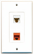 Load image into Gallery viewer, RiteAV - 1 Port Cat6 Ethernet White 1 Port Cat6 Ethernet Orange Decorative Wall Plate - Bracket Included
