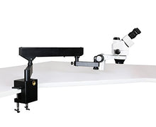 Load image into Gallery viewer, Parco Scientific Simul-Focal Trinocular Zoom Stereo Microscope,10xWF Eyepiece,3.5x-90x Magnification,0.5x&amp;2xAux Lens,Articulating Arm Clamp Stand,LED Gooseneck Dual Light,3.0MP Digital Eyepiece Camera
