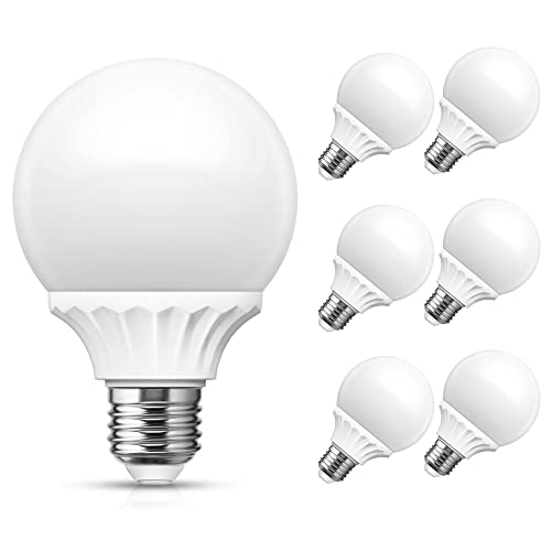 Globe Light Bulbs, LOHAS G25 LED Vanity Bulb 500Lm, 40W-45W Equivalent, Soft White 3000k, Vanity Light Bulbs for Bathroom Makeup Mirror, Vanity Round Light Bulb E26 Base, Non-Dimmable, 6 Pack