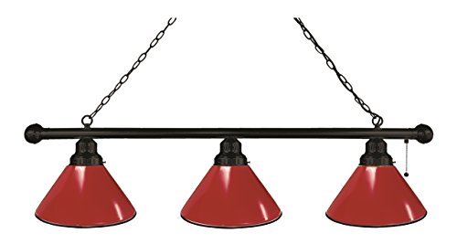 Red 3 Shade Billiard Light with Black Fixture by Holland Bar Stool