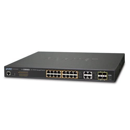PLANET TECHNOLOGY GS-4210-16P4C 16-Port 10/100/1000T 802.3at PoE + 4-Port Gigabit TP/SFP Combo Managed Switch/220W