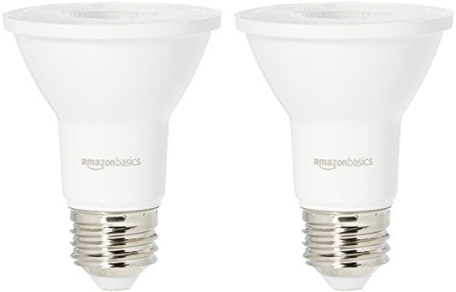 Amazon Basics 50 Watt Equivalent, 3000K White, Dimmable, 15,000 Hour Lifetime, PAR20 LED Light Bulb | 2-Pack
