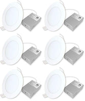 Led 9W 4- inch Round and Square 750 Lumen Dimmable airtight LED Panel Light Ultra-Thin LED Recessed Ceiling Lights for Home Office Commercial Lighting (Round 3000K Warm Soft White, 6 Pack)