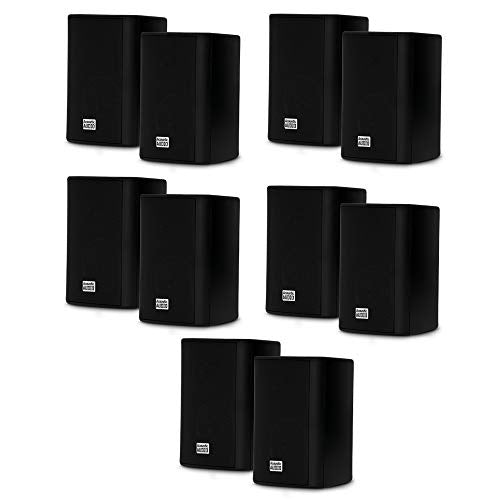 Acoustic Audio AA351B Indoor Outdoor 2 Way Black Speakers 2500 Watt 5 Pair Pack AA351B-5Pr