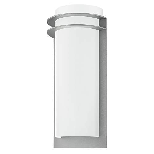 EGLO 202425A Malgera 3x2.5W LED Outdoor Wall Light w/Silver Finish & White Plastic Bulb Plate Cover, 7-Inch, Silver & White