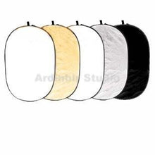 Load image into Gallery viewer, Ardinbir Studio 48&quot; x 72&quot; (120 x 180cm) 5 in 1 Oval Collapsible Disc Photo Reflector/Diffuser Kit: Gold Silver Black White Translucent Set

