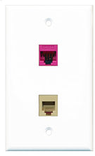 Load image into Gallery viewer, RiteAV - 1 Port Phone Beige 1 Port Cat5e Ethernet Pink Wall Plate - Bracket Included
