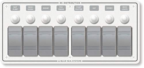 Blue Sea Systems Sw PNL, Contura w/Breakers, 8 Sw, White