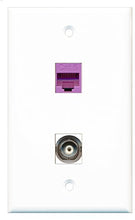 Load image into Gallery viewer, RiteAV - 1 Port BNC 1 Port Cat6 Ethernet Purple Wall Plate - Bracket Included
