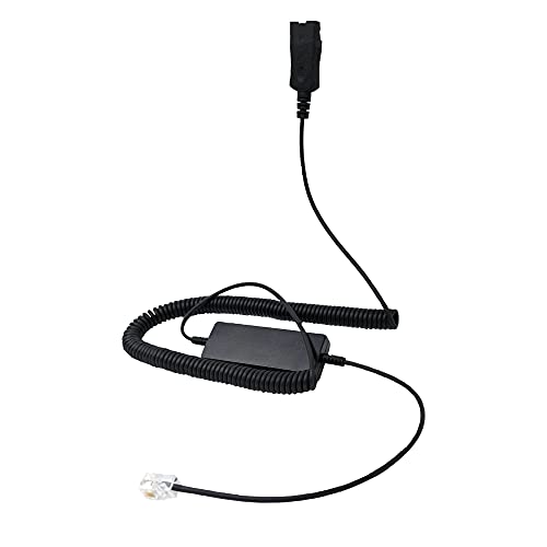 Global Teck Intelligent Cord (4ft) Compatible with Plantronics, AddaSound Headsets - QD to RJ9 with Quick Disconnect