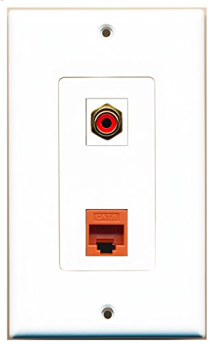 RiteAV - 1 Port RCA Red 1 Port Cat6 Ethernet Orange Decorative Wall Plate - Bracket Included
