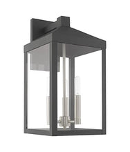 Load image into Gallery viewer, Livex Lighting 20584-80 Nyack - 17.5&quot; Three Light Outdoor Wall Lantern, Nordic Gray Finish with Clear Glass
