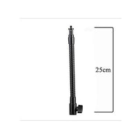 28cm Flexible Bendable Flash Light Stand Black Steel Wire Pipe Overarm Bracket with 1/4 Inch Screw Male Female Holes