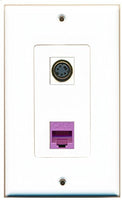 RiteAV - 1 Port S-Video 1 Port Cat6 Ethernet Purple Decorative Wall Plate - Bracket Included