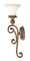 Livex Lighting 8451-57 Savannah 1 Light Venetian Patina Wall Sconce with Vintage carved Scavo Glass