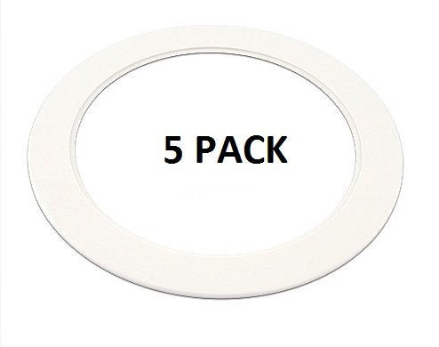 5 Pack-White Light Trim Ring Recessed Can 6