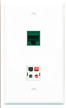Load image into Gallery viewer, RiteAV - 1 Port Cat6 Ethernet Green 1 Port Speaker Wall Plate - Bracket Included
