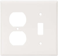 Eaton 5138W Standard Size Nylon Combination 2-Gang Toggle and Duplex Receptacle Wallplate, White