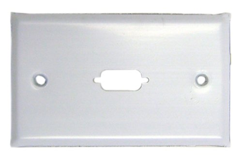 CableWholesale Wall Plate, White, 1 Port fits DB9 or HD15 (VGA), Painted Stainless Steel
