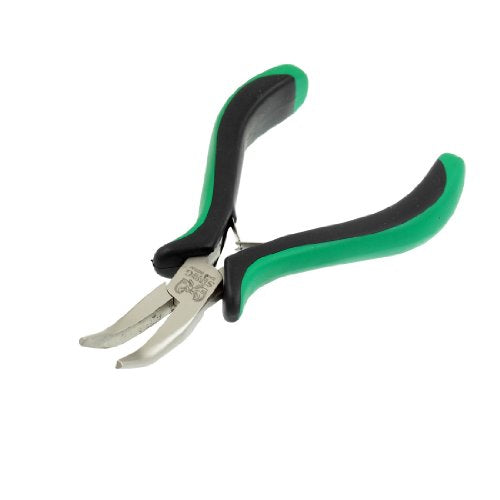 uxcell Green Black Plastic Handle Coated Curved Bent Nose Plier Cutter
