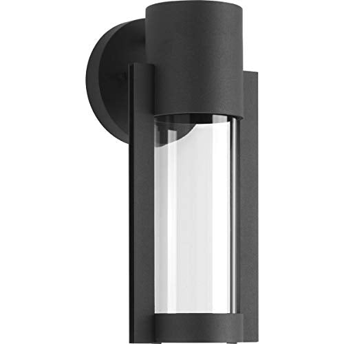 Z-1030 LED Collection 1-Light Clear Glass Modern Outdoor Small Wall Lantern Light Textured Black