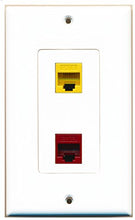 Load image into Gallery viewer, RiteAV - 1 Port Cat6 Ethernet Red 1 Port Cat6 Ethernet Yellow Decorative Wall Plate - Bracket Included
