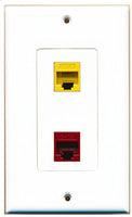 RiteAV - 1 Port Cat6 Ethernet Red 1 Port Cat6 Ethernet Yellow Decorative Wall Plate - Bracket Included