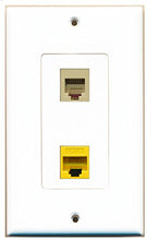 Load image into Gallery viewer, RiteAV - 1 Port Phone Beige 1 Port Cat6 Ethernet Yellow Decorative Wall Plate - Bracket Included
