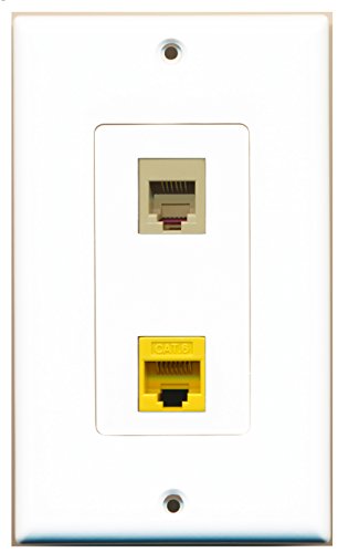 RiteAV - 1 Port Phone Beige 1 Port Cat6 Ethernet Yellow Decorative Wall Plate - Bracket Included