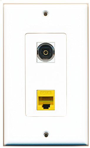 RiteAV - 1 Port Toslink 1 Port Cat6 Ethernet Yellow Decorative Wall Plate - Bracket Included