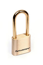 Load image into Gallery viewer, Sesamee K0437 4 Dial Bottom Resettable Combination Brass Padlock with 2-1/4-Inch Shackle and 10,000 Potential Combinations

