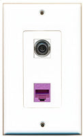 RiteAV - 1 Port 3.5mm 1 Port Cat6 Ethernet Purple Decorative Wall Plate - Bracket Included