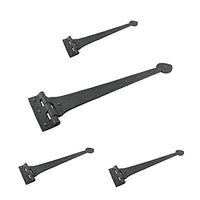 Renovators Supply Manufacturing Black Wrought Iron Strap Hinge 18 in Spade Tip Strap Gate and Door Hinges with Hardware, Pack of 4