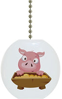 Pig with Trough Farm Animal Ceramic Fan Pull