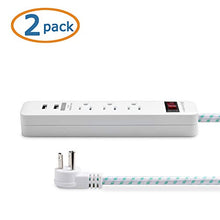 Load image into Gallery viewer, Cable Matters 2-Pack 3 Outlet Surge Protector Power Strip with USB, 8 ft long Extension Cord with Low Profile Plug (Surge Protector with USB Ports) in White
