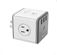 Multi Plug Power Cube, Huntkey Wall Outlet Splitter with USB 4 AC Outlets 3 USB Charging Ports Charger for Phone Charge, Kitchen, Home, Bathroom, Travel