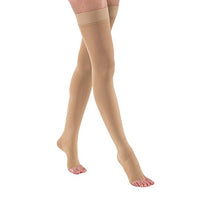 JOBST Opaque Thigh High with Silicone Dot Top Band, 30-40 mmHg Compression Stockings, Open Toe, Medium, Natural