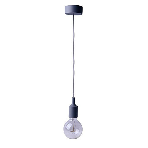 Lightingsky Colorful E26 Silicone Ceiling Lamp Holder DIY Textile Ceiling Light Cord Pendant Light Scoket (Gray, 1 Meter)