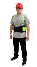 Load image into Gallery viewer, Liberty DuraWear Plain Back Support Belt with Hi-Vis Fluorescent Lime Green Attached Suspenders, Medium, Black
